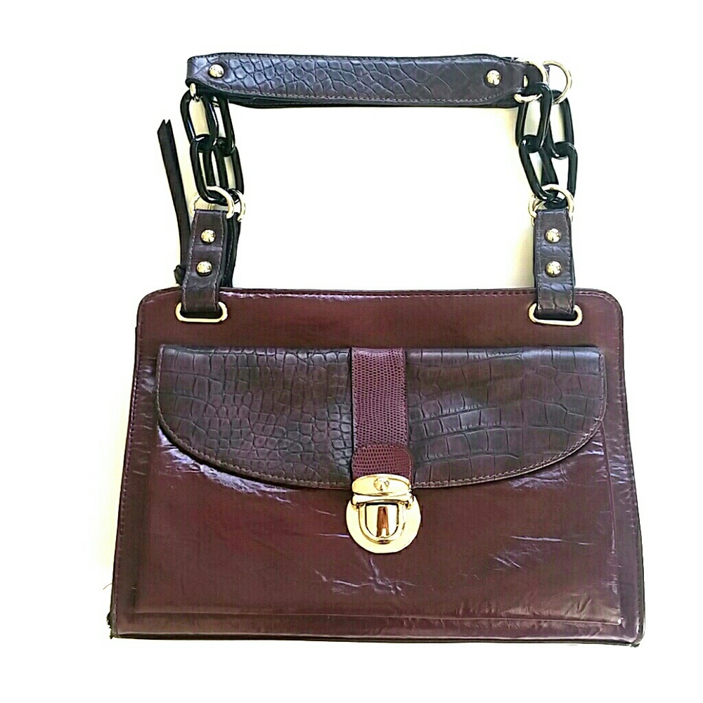 EXPRESS Purple Wine Satchel Attaché Handle Bag - Picture 1 of 8